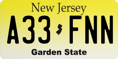 NJ license plate A33FNN