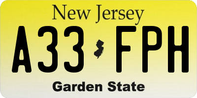NJ license plate A33FPH