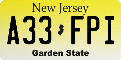 NJ license plate A33FPI