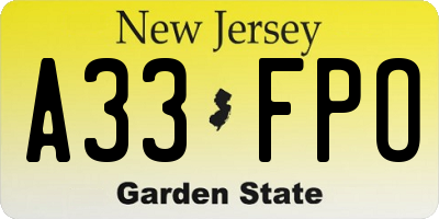 NJ license plate A33FPO
