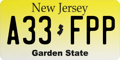 NJ license plate A33FPP