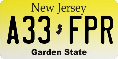 NJ license plate A33FPR