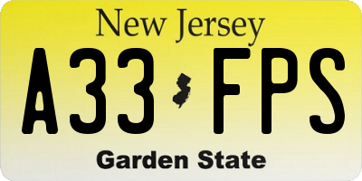 NJ license plate A33FPS