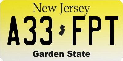 NJ license plate A33FPT