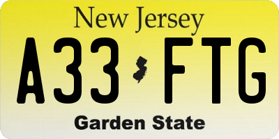 NJ license plate A33FTG