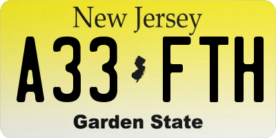 NJ license plate A33FTH