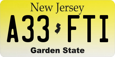 NJ license plate A33FTI