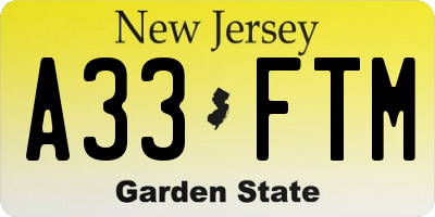 NJ license plate A33FTM
