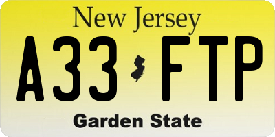 NJ license plate A33FTP