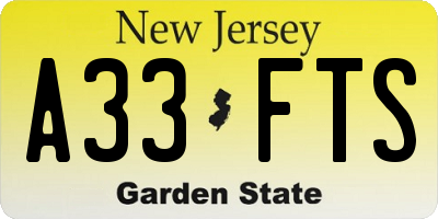 NJ license plate A33FTS