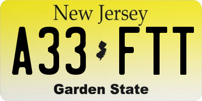 NJ license plate A33FTT
