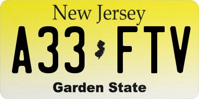 NJ license plate A33FTV