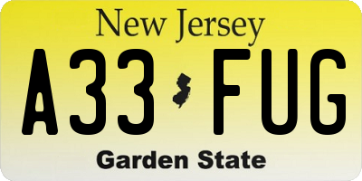 NJ license plate A33FUG