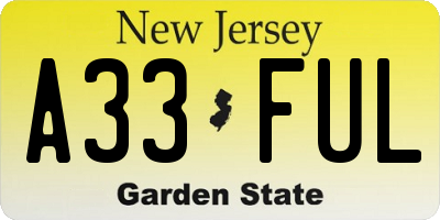 NJ license plate A33FUL