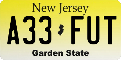 NJ license plate A33FUT