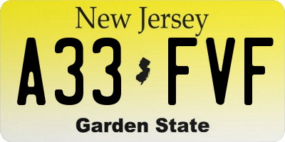 NJ license plate A33FVF