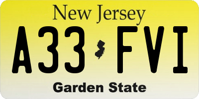 NJ license plate A33FVI