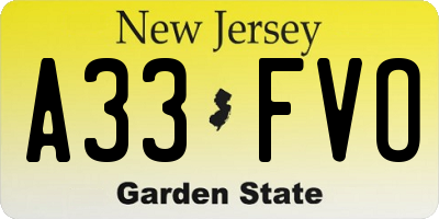 NJ license plate A33FVO