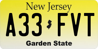 NJ license plate A33FVT