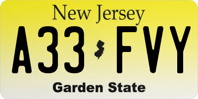 NJ license plate A33FVY