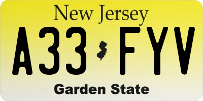 NJ license plate A33FYV