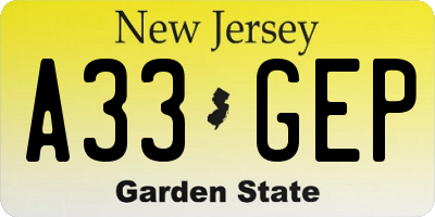 NJ license plate A33GEP