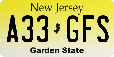 NJ license plate A33GFS