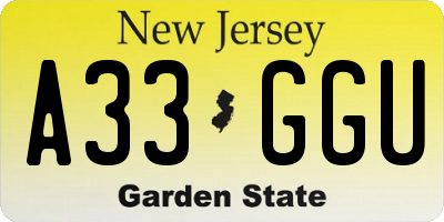 NJ license plate A33GGU