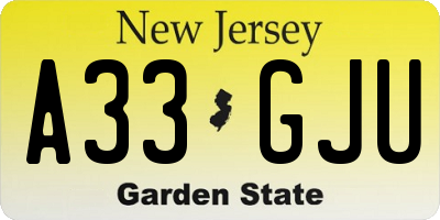 NJ license plate A33GJU