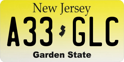 NJ license plate A33GLC