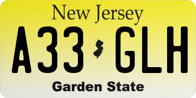 NJ license plate A33GLH