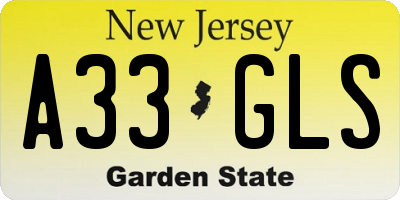 NJ license plate A33GLS