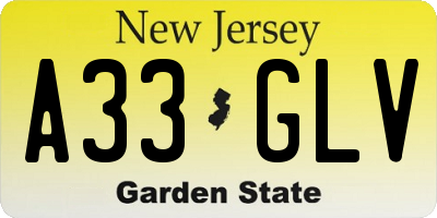 NJ license plate A33GLV