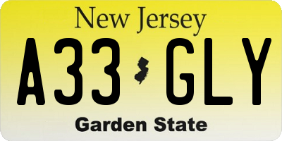 NJ license plate A33GLY