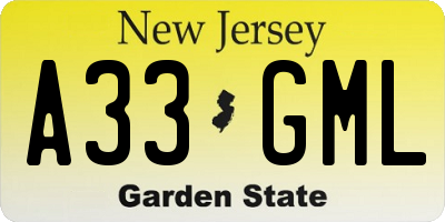 NJ license plate A33GML