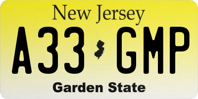 NJ license plate A33GMP