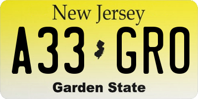 NJ license plate A33GRO