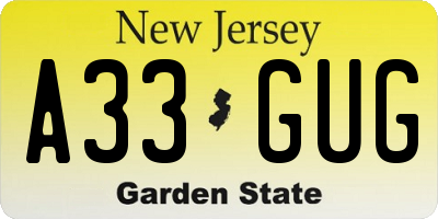 NJ license plate A33GUG
