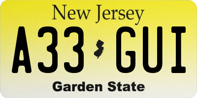 NJ license plate A33GUI