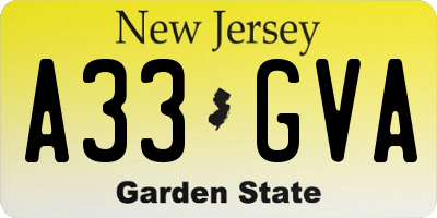 NJ license plate A33GVA