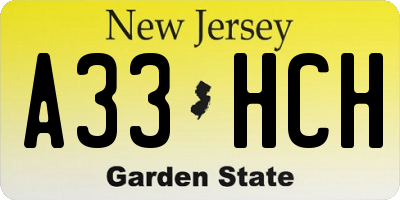 NJ license plate A33HCH