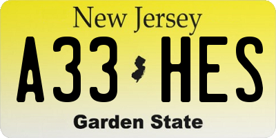 NJ license plate A33HES