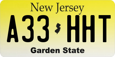 NJ license plate A33HHT