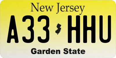 NJ license plate A33HHU