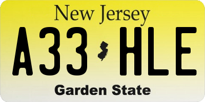 NJ license plate A33HLE