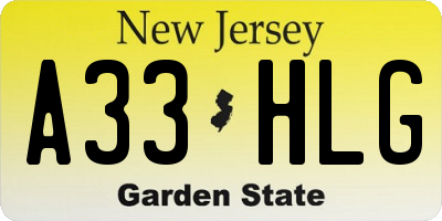 NJ license plate A33HLG