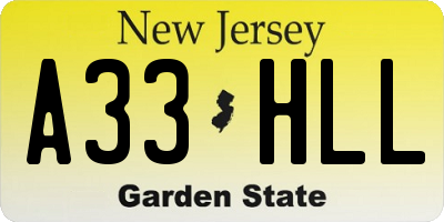 NJ license plate A33HLL