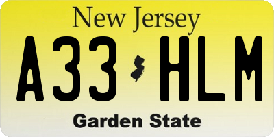 NJ license plate A33HLM
