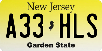 NJ license plate A33HLS
