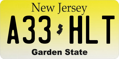 NJ license plate A33HLT